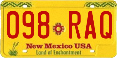 NM license plate 098RAQ