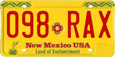 NM license plate 098RAX