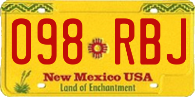 NM license plate 098RBJ