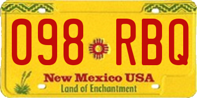 NM license plate 098RBQ