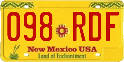 NM license plate 098RDF