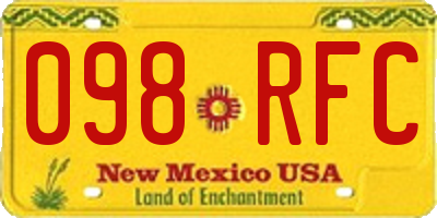 NM license plate 098RFC