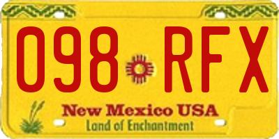 NM license plate 098RFX