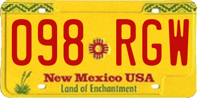 NM license plate 098RGW