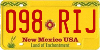 NM license plate 098RIJ