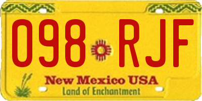 NM license plate 098RJF