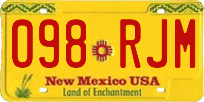 NM license plate 098RJM