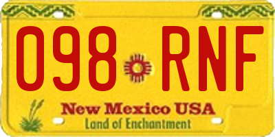 NM license plate 098RNF
