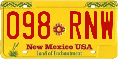 NM license plate 098RNW