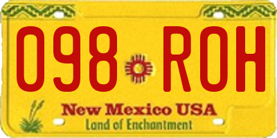 NM license plate 098ROH