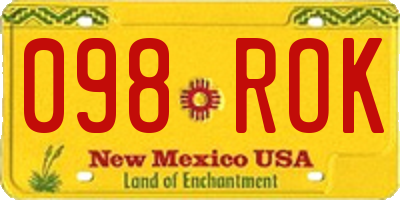 NM license plate 098ROK