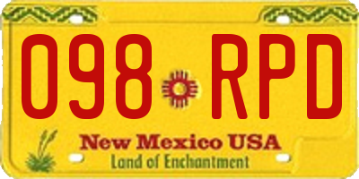 NM license plate 098RPD