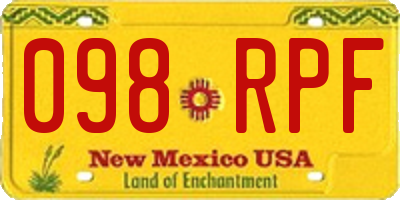 NM license plate 098RPF