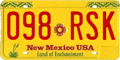 NM license plate 098RSK
