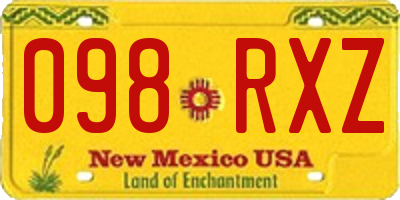 NM license plate 098RXZ