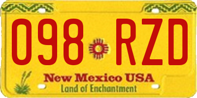NM license plate 098RZD