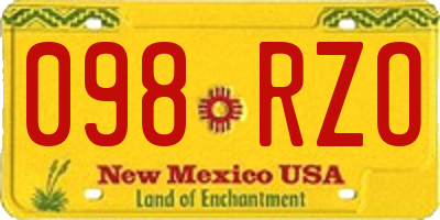 NM license plate 098RZO