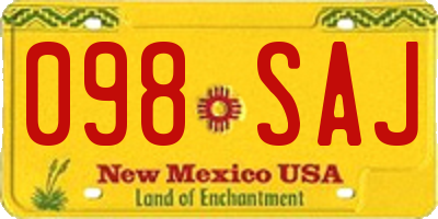 NM license plate 098SAJ