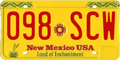 NM license plate 098SCW