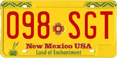 NM license plate 098SGT