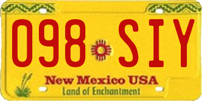 NM license plate 098SIY