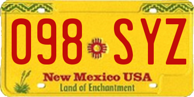 NM license plate 098SYZ