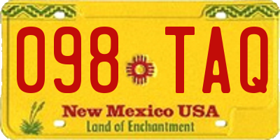 NM license plate 098TAQ