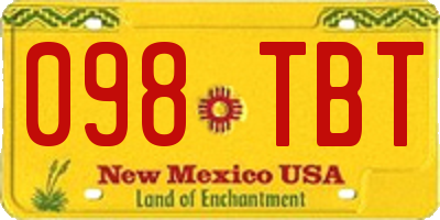 NM license plate 098TBT