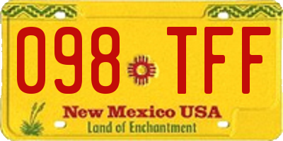 NM license plate 098TFF