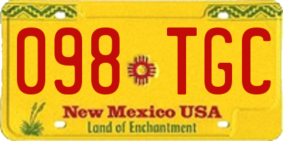 NM license plate 098TGC