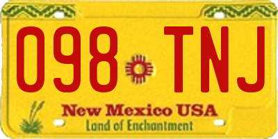 NM license plate 098TNJ