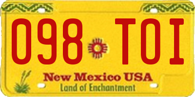 NM license plate 098TOI