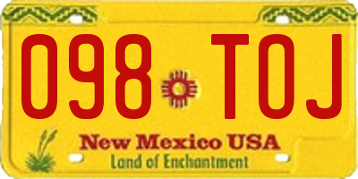 NM license plate 098TOJ