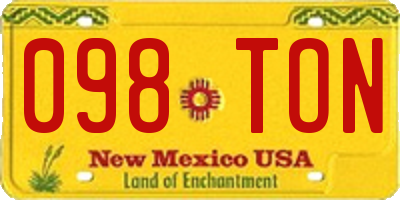 NM license plate 098TON