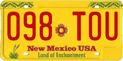 NM license plate 098TOU