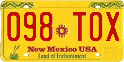 NM license plate 098TOX
