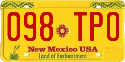 NM license plate 098TPO
