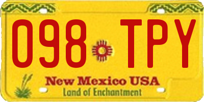 NM license plate 098TPY