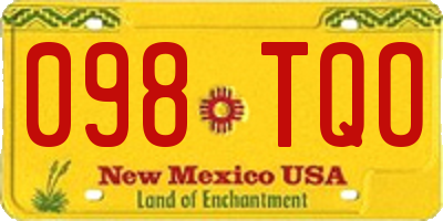 NM license plate 098TQO