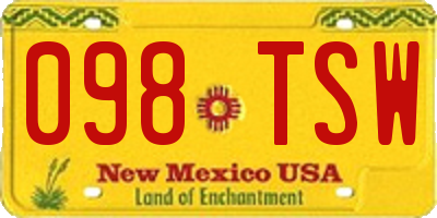 NM license plate 098TSW