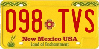NM license plate 098TVS