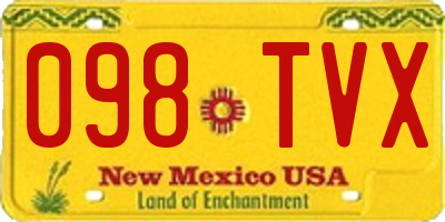 NM license plate 098TVX