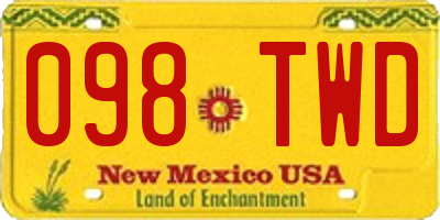 NM license plate 098TWD