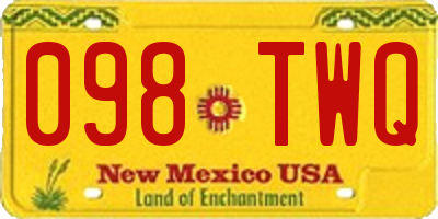 NM license plate 098TWQ