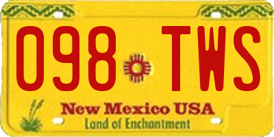 NM license plate 098TWS