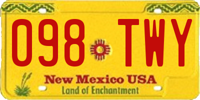NM license plate 098TWY