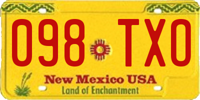 NM license plate 098TXO