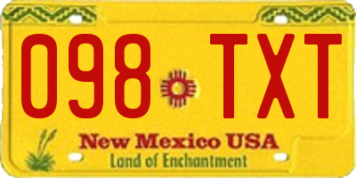 NM license plate 098TXT