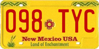 NM license plate 098TYC