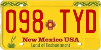 NM license plate 098TYD